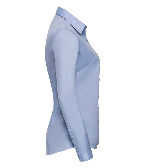 Russell Collection Ladies Long Sleeve Herringbone Shirt